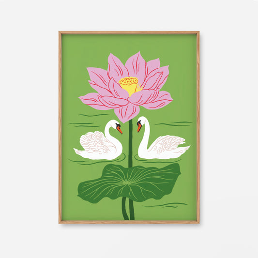 Lotus & Swans Art Print